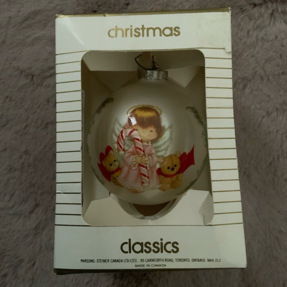 Vintage Parsons Canada Christmas is heavenly Angel Cat Teddy Bear Ball Ornament